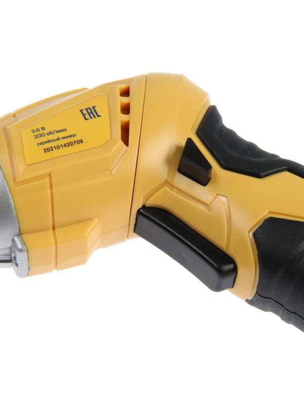 Отвертка ТУНДРА, двухпозиционная рукоятка, подсветка, Li-ion 1300 mAh, 200 об/мин, 3.5 Н*м