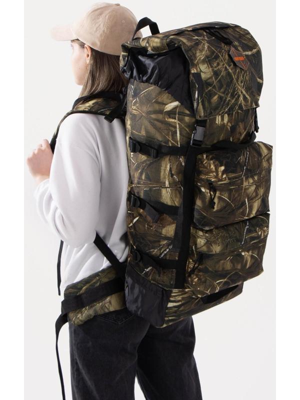 Рюкзак туристический, 80 л, отдел на молнии, 3 наружных кармана, цвет коричневый