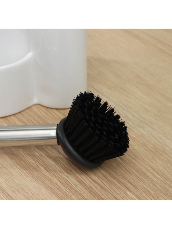 Дозатор для моющего средства Доляна «Милитари», 370 мл, с губкой и щёткой, цвет белый