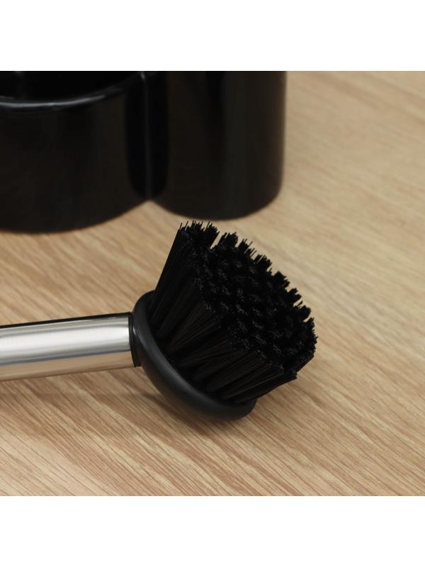 Дозатор для моющего средства Доляна «Милитари», 370 мл, с губкой и щёткой, цвет чёрный