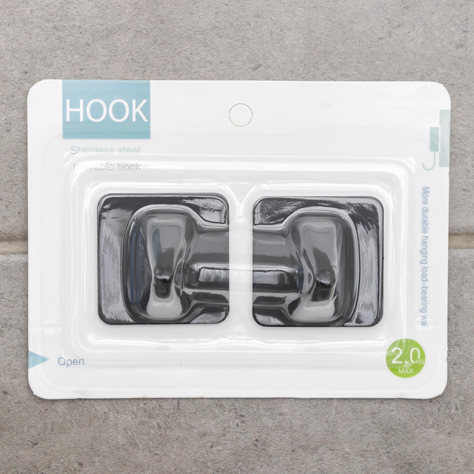 Набор крючков на липучке «Классика. Квадрат», 2 шт, металл, цвет чёрный