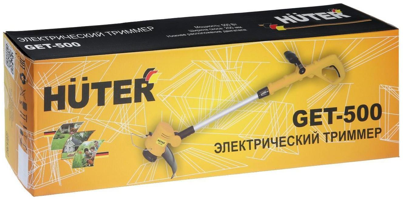 Триммер электрический Huter GET-500, 500 Вт, 12000 об/мин, d=1.2 мм, скос 25 см