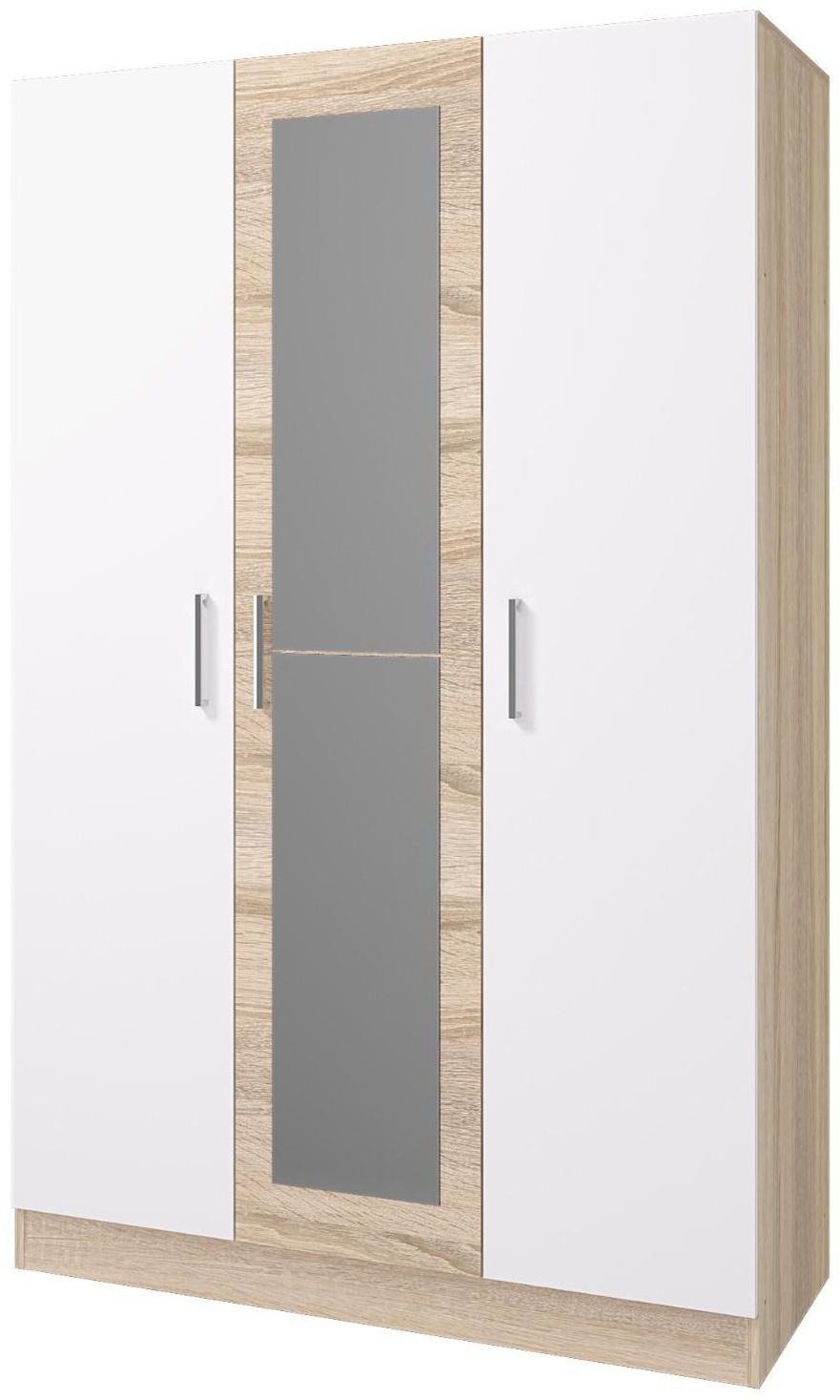 Шкаф 3х ств Леси, 1200х1900х466, Дуб сонома/Дуб сонома/Белый