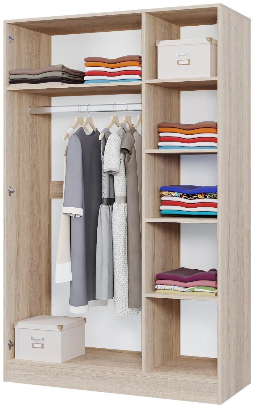 Шкаф 3х ств Леси, 1200х1900х466, Дуб сонома/Дуб сонома/Белый