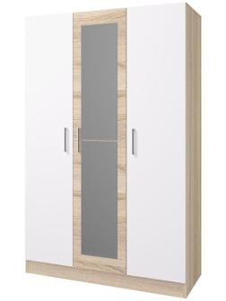 Шкаф 3х ств Леси, 1200х1900х466, Дуб сонома/Дуб сонома/Белый