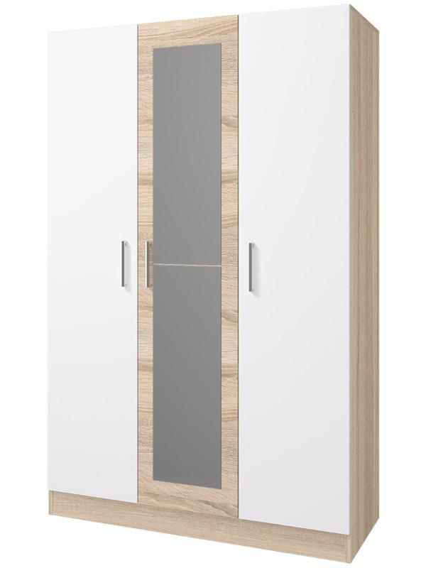 Шкаф 3х ств Леси, 1200х1900х466, Дуб сонома/Дуб сонома/Белый