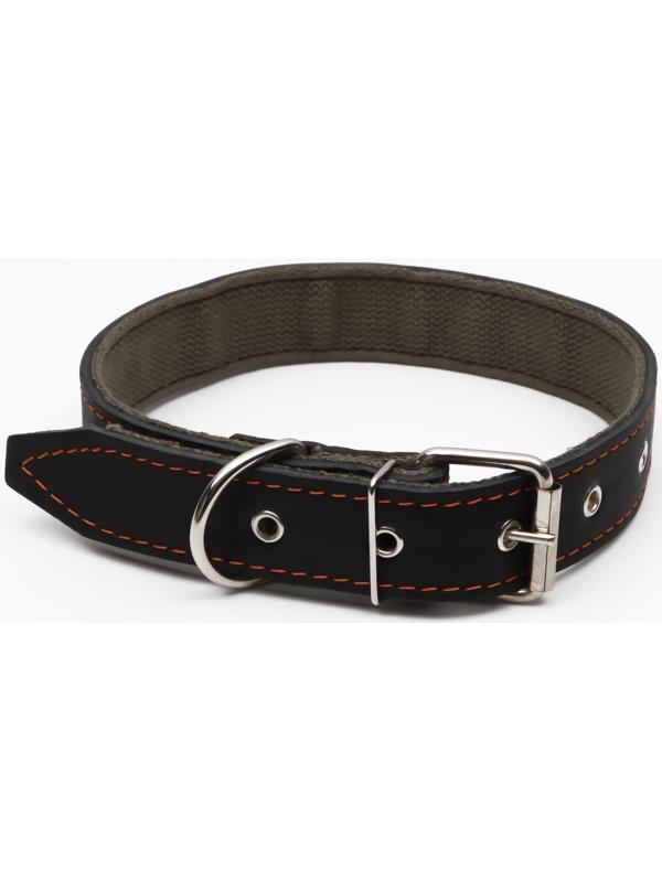 Ошейник комбинированный кожа/брезент, 69 х 3,5 см, ОШ 45-60 см, чёрный