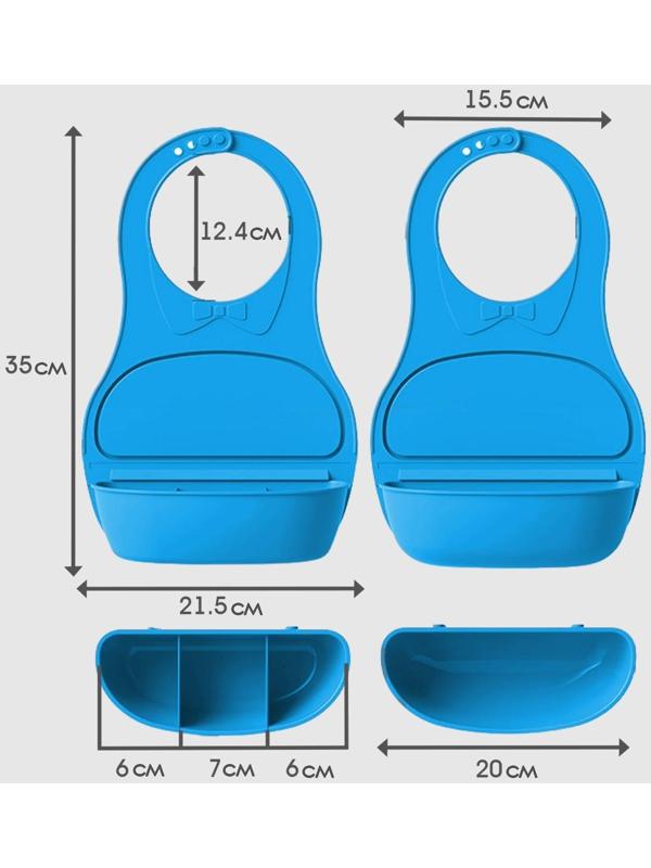 Нагрудник для кормления пластиковый с карманом-контейнером, цвет голубой