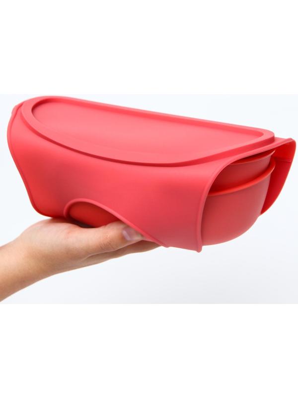 Нагрудник для кормления пластиковый с карманом-контейнером, цвет розовый