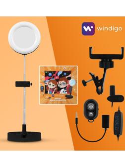Набор Юного Блогера Windigo KIDS CB-98, лампа, MIC, пульт, СЗУ, линзы, переходники, чёрный