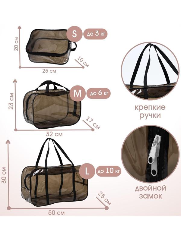 Набор сумок в роддом, 3 шт., цветной ПВХ, цвет черный