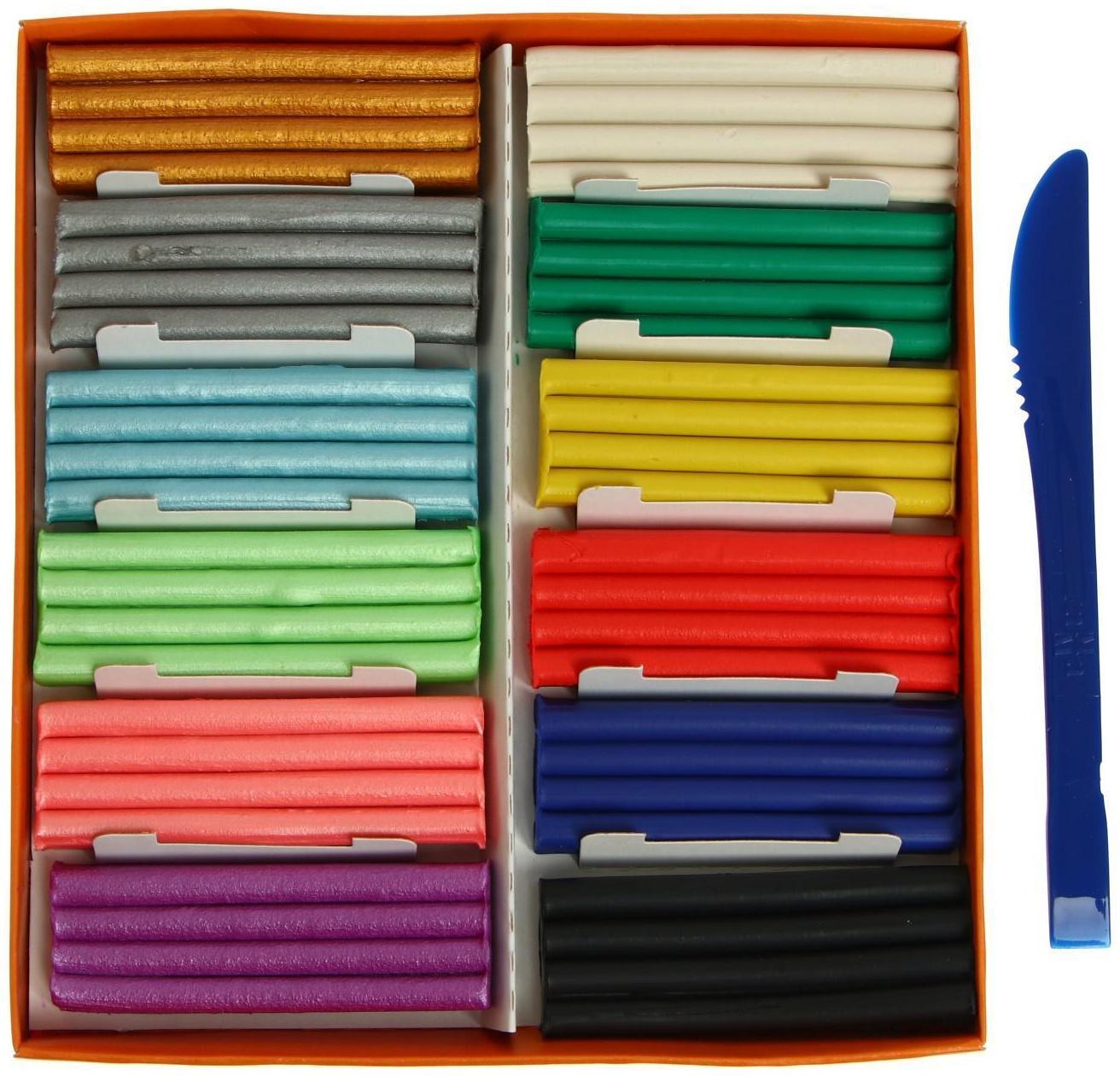 Пластилин 12 цветов 156 г, (6 классических + 6 перламутровых) Гамма 