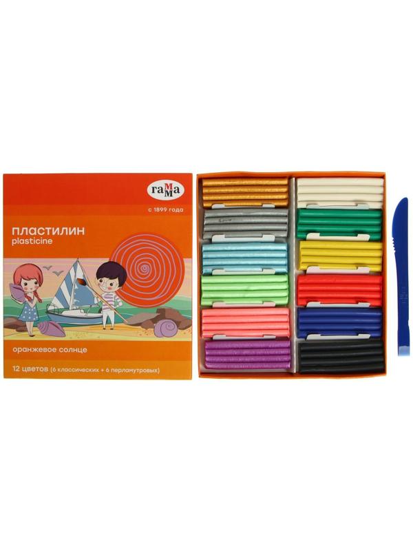 Пластилин 12 цветов 156 г, (6 классических + 6 перламутровых) Гамма 