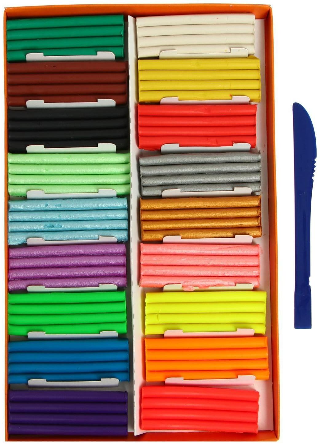 Пластилин 18 цветов 234 г (6 классических, 6 флуоресцентных, 6 перламутровых) 