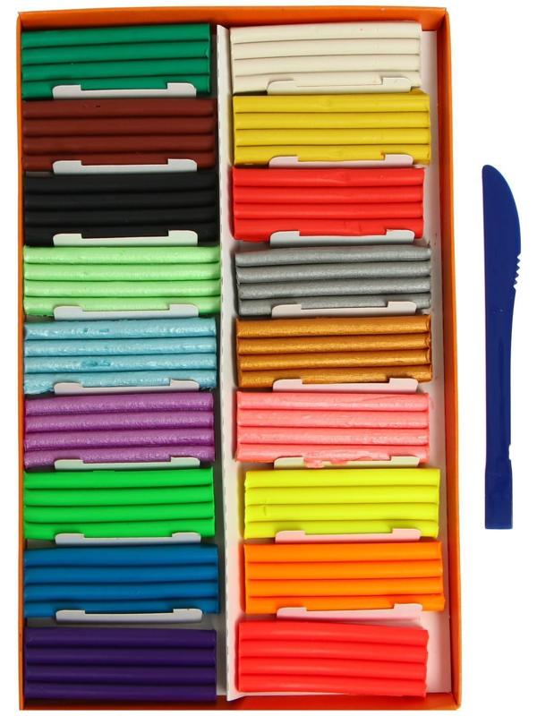 Пластилин 18 цветов 234 г (6 классических, 6 флуоресцентных, 6 перламутровых) 