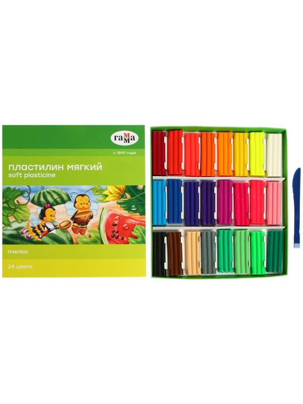 Пластилин мягкий (восковой), 24 цветов, 360 г, Гамма 