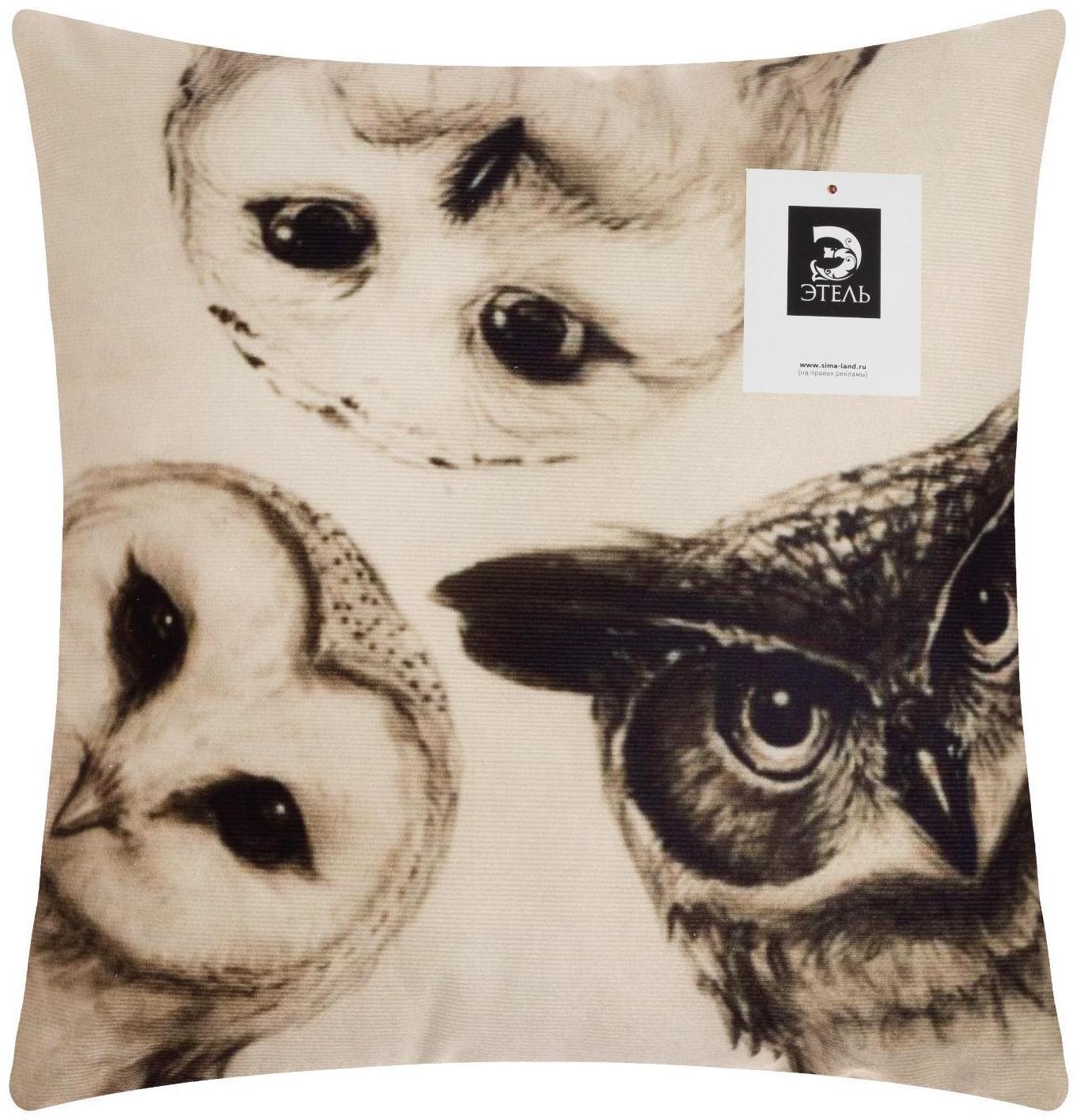 Наволочка декоративная Этель «Совы» 40х40 см, велюр