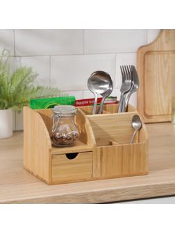Подставка для специй и столовых приборов, 22,8×15×13,8 см, бамбук