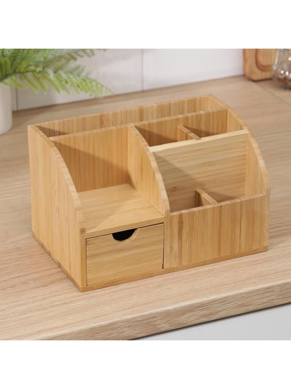 Подставка для специй и столовых приборов, 22,8×15×13,8 см, бамбук