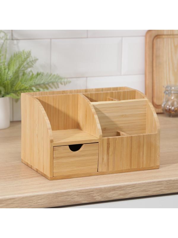 Подставка для специй и столовых приборов, 22,8×15×13,8 см, бамбук