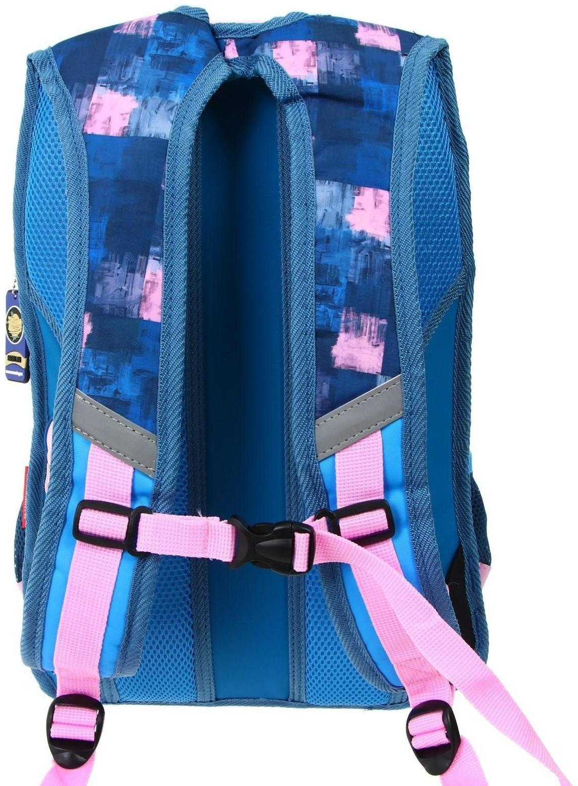 Рюкзак молодежный 43 х 29 х 15 см, эргономичная спинка, Merlin GL2020, NYC, чёрный/синий/розовый 21-GL2020-2