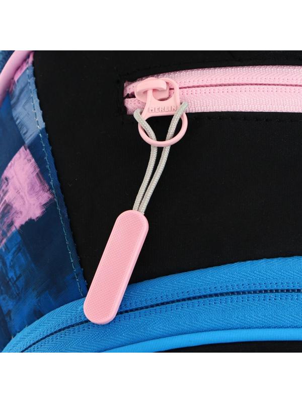Рюкзак молодежный 43 х 29 х 15 см, эргономичная спинка, Merlin GL2020, NYC, чёрный/синий/розовый 21-GL2020-2