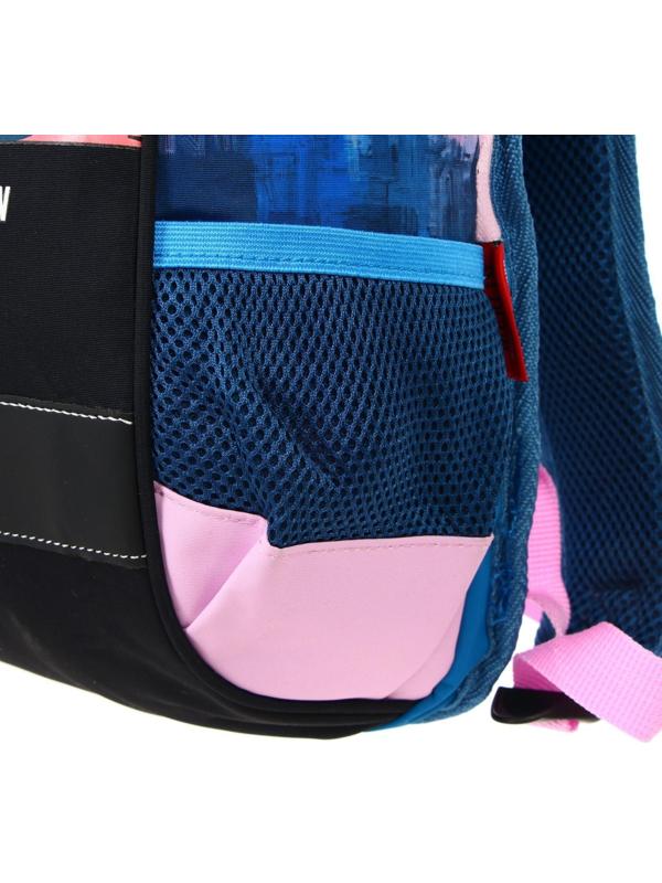 Рюкзак молодежный 43 х 29 х 15 см, эргономичная спинка, Merlin GL2020, NYC, чёрный/синий/розовый 21-GL2020-2