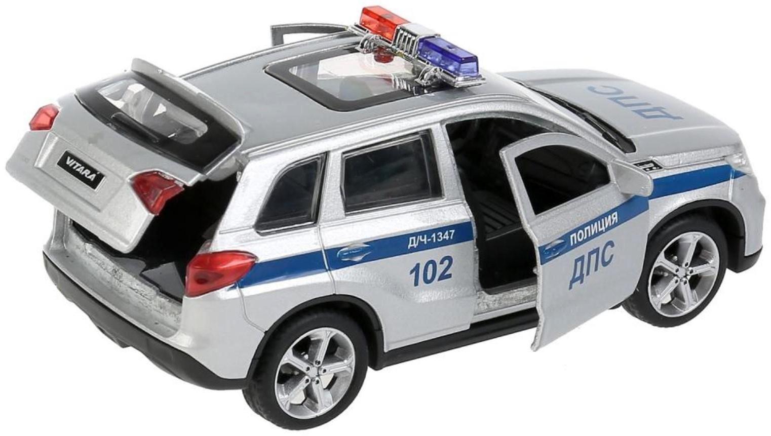 Машина металлическая «Suzuki Vitara полиция», 12 см, открываются двери и багажник, цвет серебристый