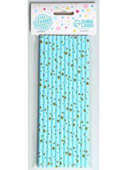 Трубочки для коктейля «Звёзды», набор 12 шт., цвет голубой