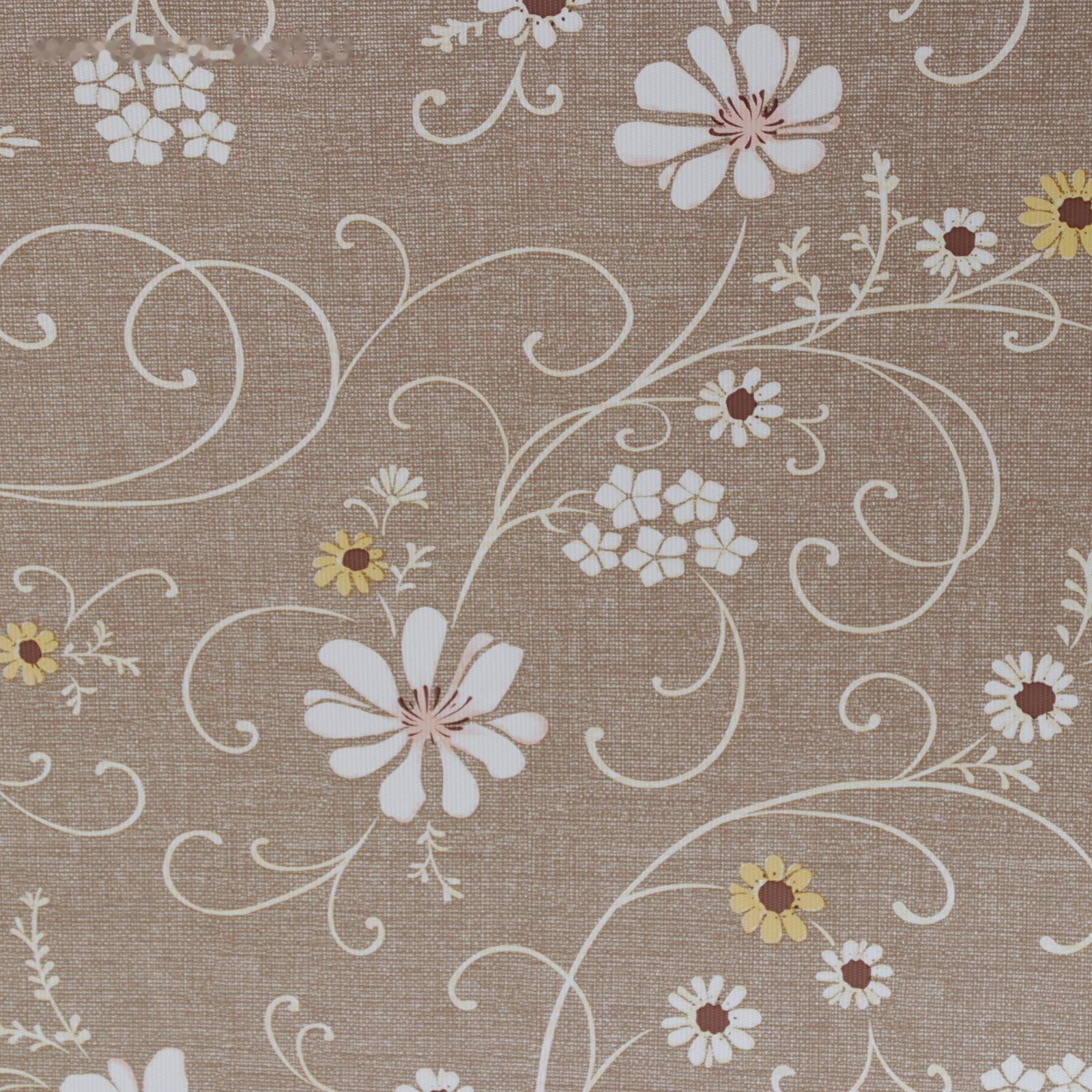 Клеёнка столовая на тканевой основе «Ромашковое поле», ширина 137 см, рулон 20 метров, цвет коричневый
