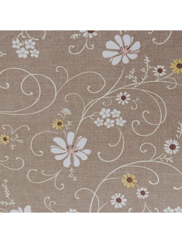 Клеёнка столовая на тканевой основе «Ромашковое поле», ширина 137 см, рулон 20 метров, цвет коричневый