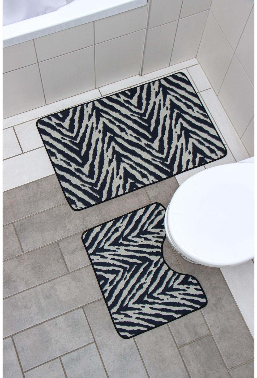 Набор ковриков для ванной и туалета Доляна «Зебра», 2 шт: 50×80 см, 50×40 см
