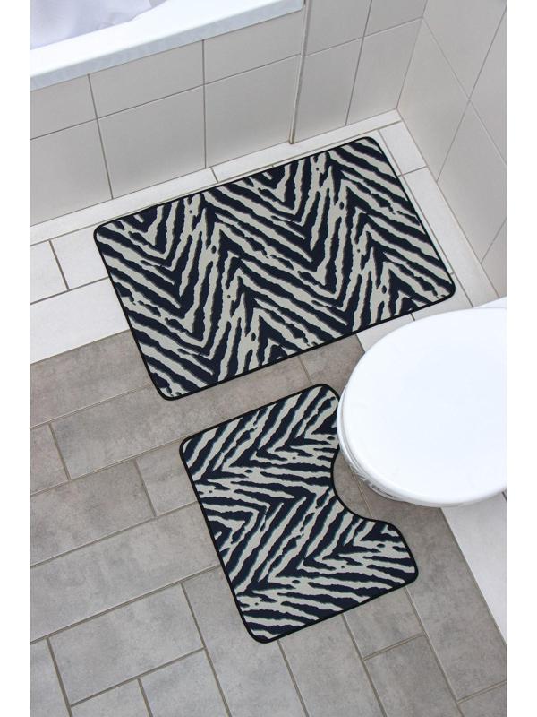 Набор ковриков для ванной и туалета Доляна «Зебра», 2 шт: 50×80 см, 50×40 см