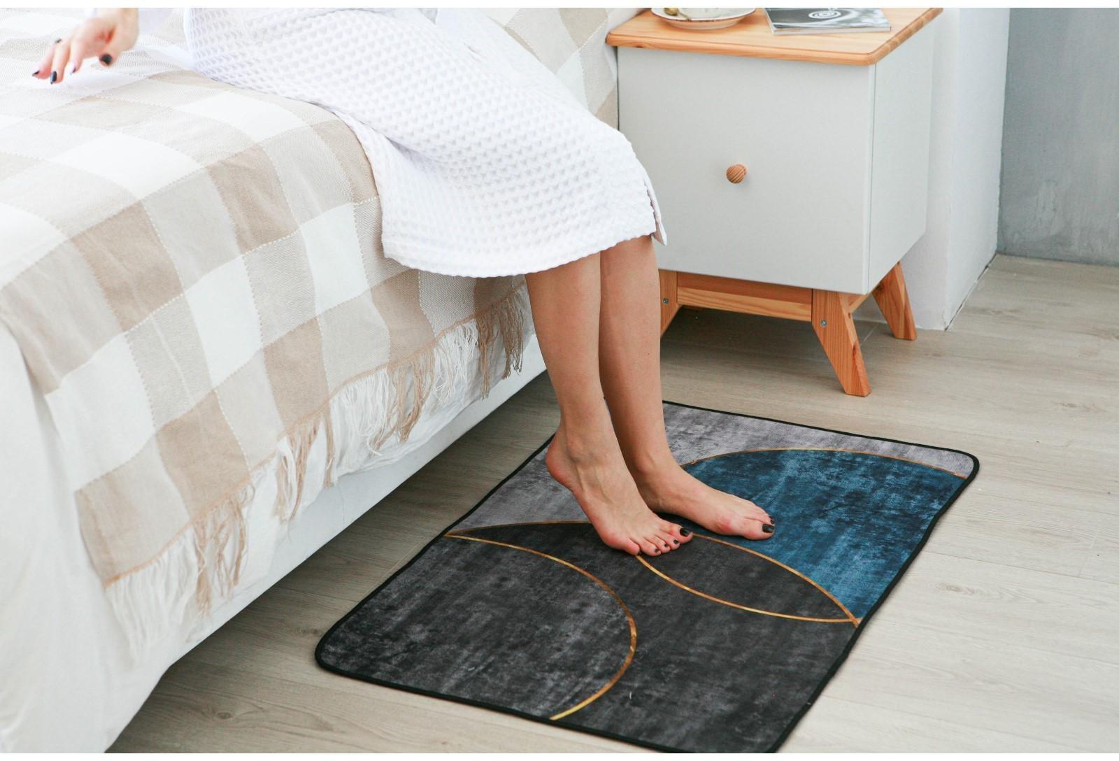 Коврик для ванной Доляна «Мэни», 60×90 см, цвет сине-серый