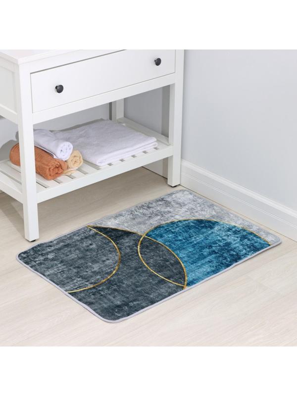 Коврик для ванной Доляна «Мэни», 60×90 см, цвет сине-серый
