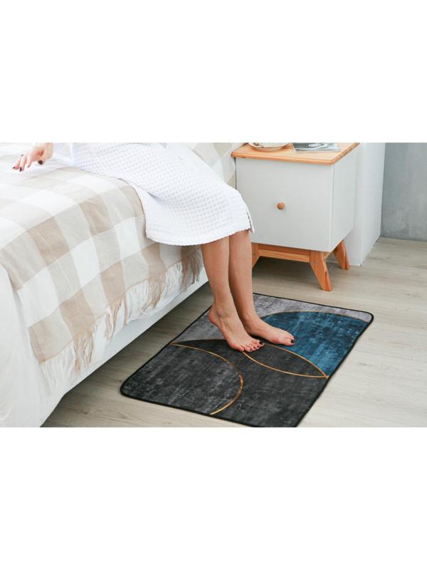 Коврик для ванной Доляна «Мэни», 60×90 см, цвет сине-серый