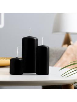 Набор свечей - цилиндров, набор 3 шт, чёрная (4х5 см, 4х9 см, 5х11,5 см)