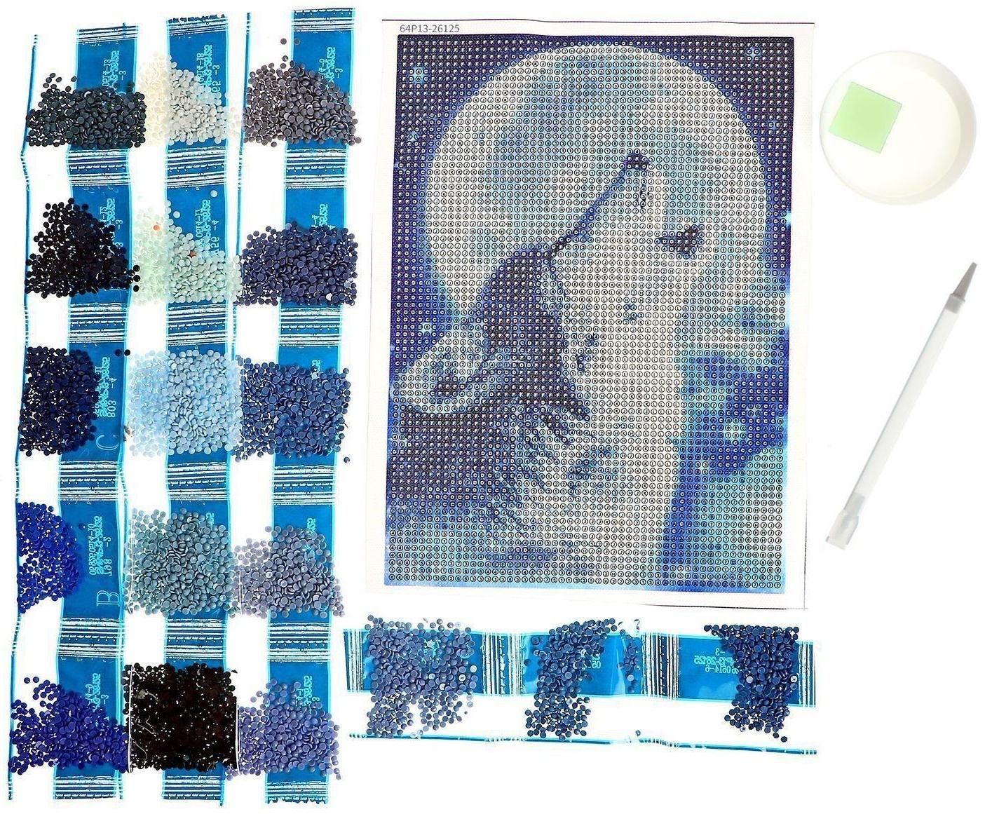 Алмазная вышивка с полным заполнением «Волк» 15х21 см, на холсте