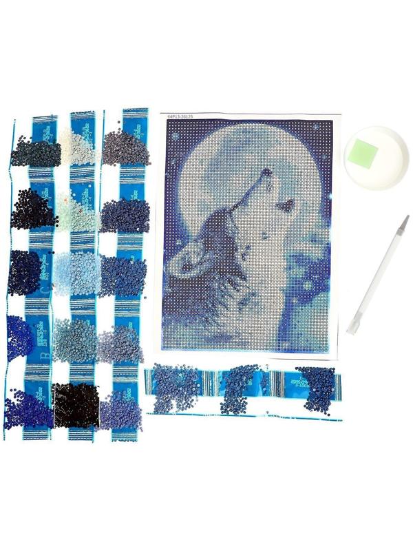 Алмазная вышивка с полным заполнением «Волк» 15х21 см, на холсте