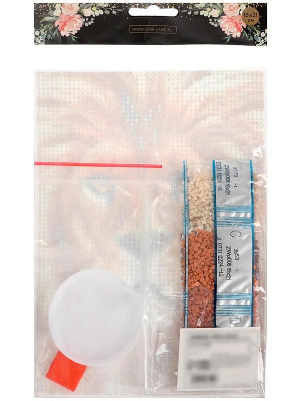 Алмазная вышивка с полным заполнением «Лев» 15х21 см, на холсте