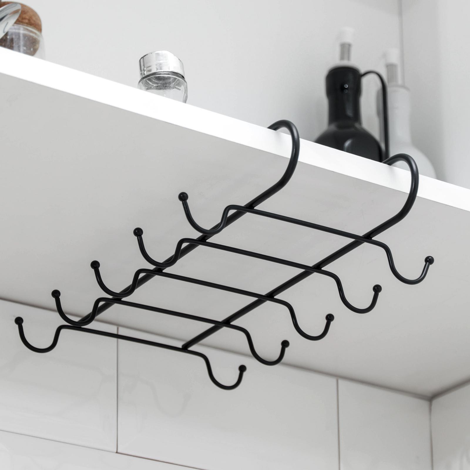 Держатель для кружек подвесной на 10 предметов Доляна, 17,5×16×6,5 см, цвет чёрный