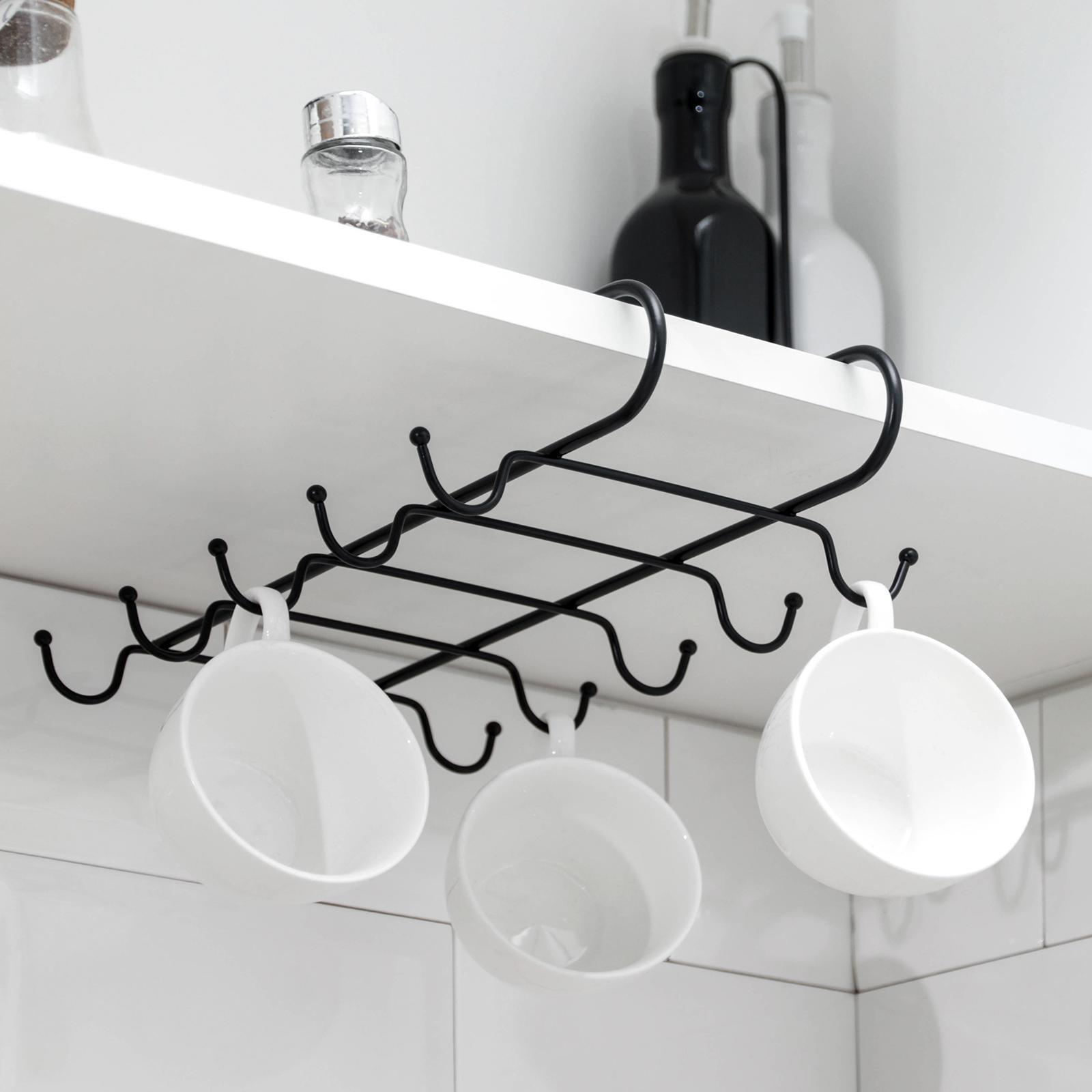 Держатель для кружек подвесной на 10 предметов Доляна, 17,5×16×6,5 см, цвет чёрный