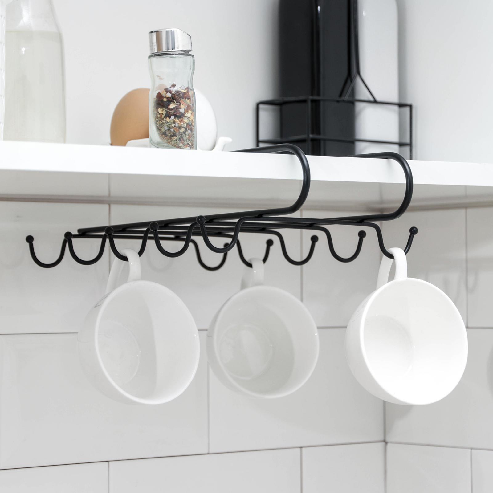 Держатель для кружек подвесной на 10 предметов Доляна, 17,5×16×6,5 см, цвет чёрный