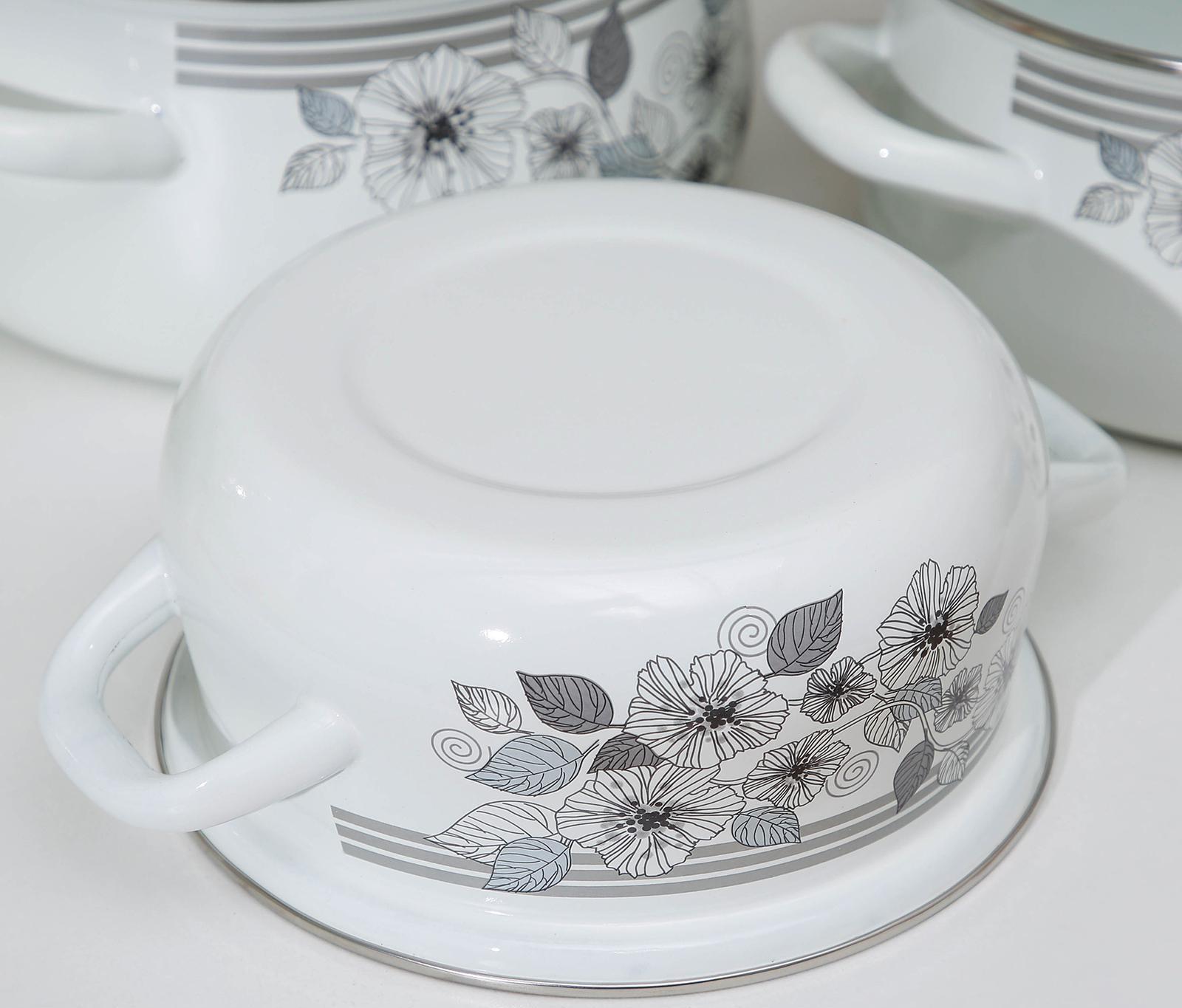 Набор кастрюль «Серебро-1 Экстра», 3 предмета: 2 л, 3 л, 4 л, крышки, индукция, цвет белый