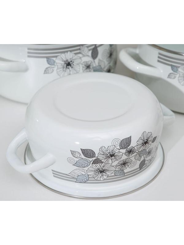 Набор кастрюль «Серебро-1 Экстра», 3 предмета: 2 л, 3 л, 4 л, крышки, индукция, цвет белый