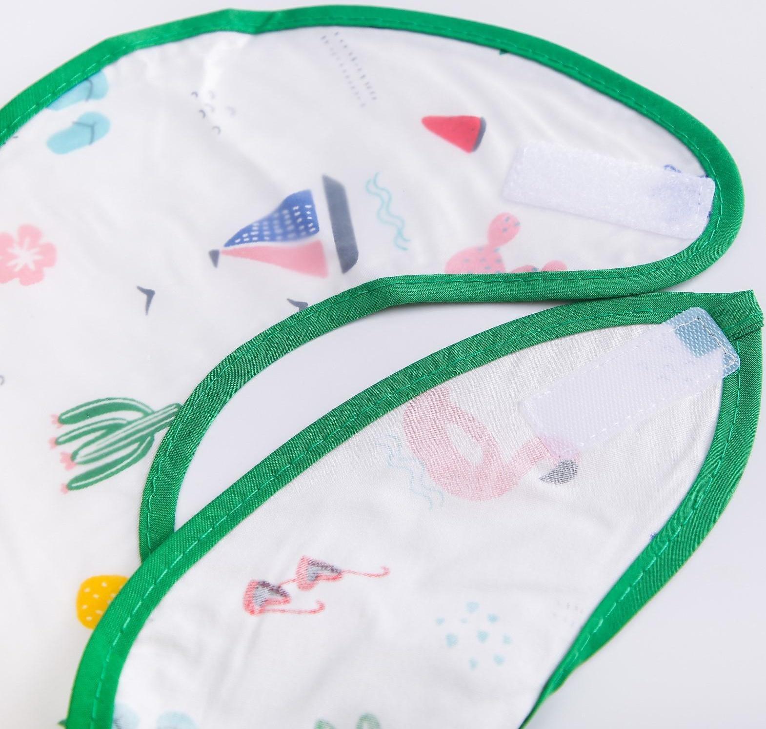 Нагрудник для кормления «Тропики» непромокаемый на липучке, с карманом, р-р. 37х23х10