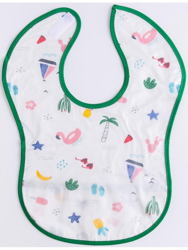 Нагрудник для кормления «Тропики» непромокаемый на липучке, с карманом, р-р. 37х23х10