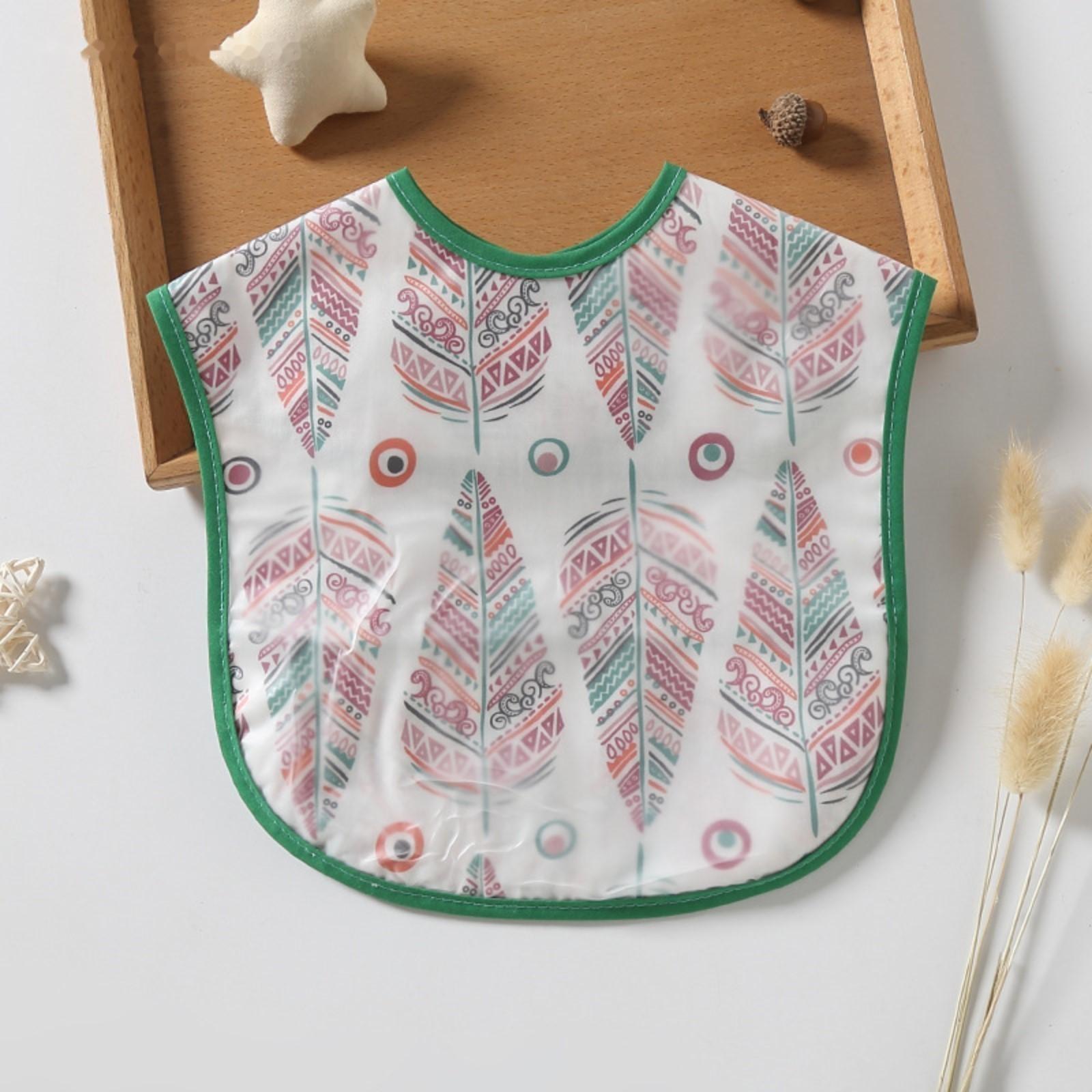 Нагрудник для кормления «Перья» непромокаемый на липучке, с карманом, р-р. 37х23х10