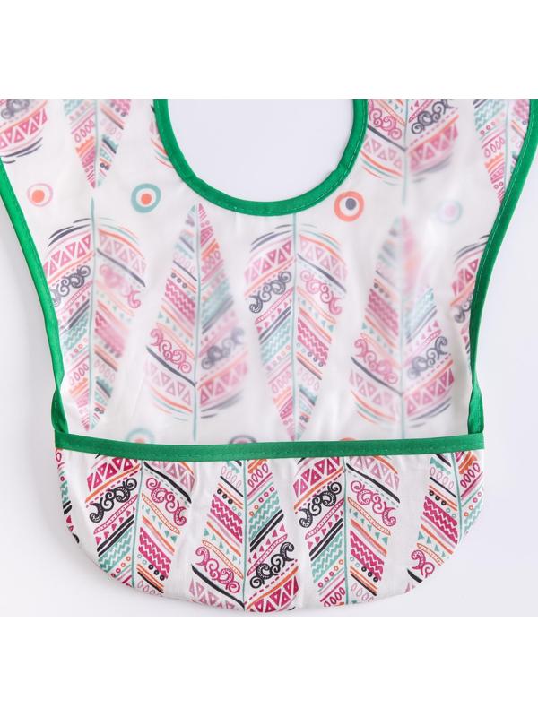 Нагрудник для кормления «Перья» непромокаемый на липучке, с карманом, р-р. 37х23х10