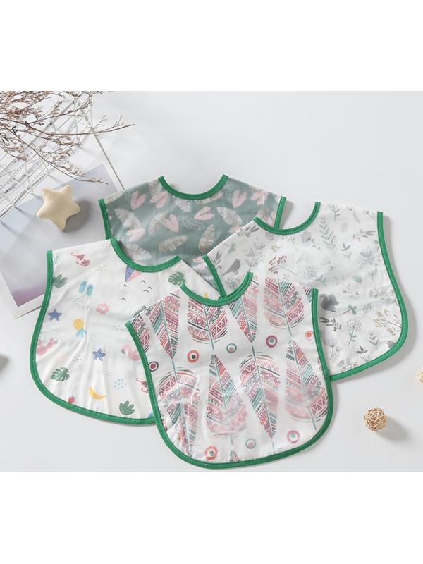 Нагрудник для кормления «Перья» непромокаемый на липучке, с карманом, р-р. 37х23х10